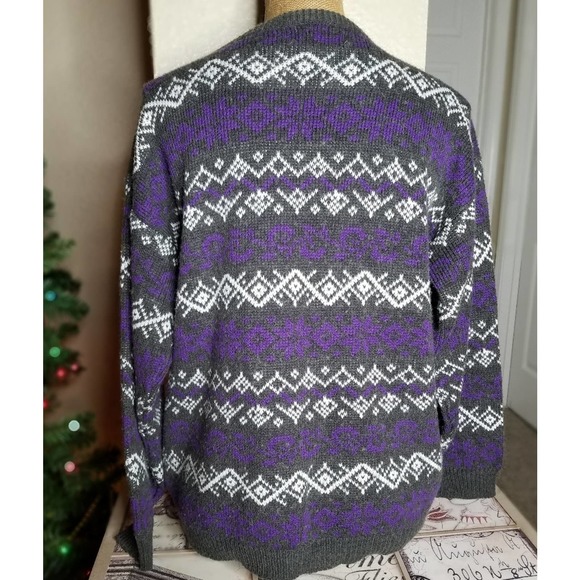 Vintage Just Sasha Purple & Gray Sweater - Picture 4 of 7